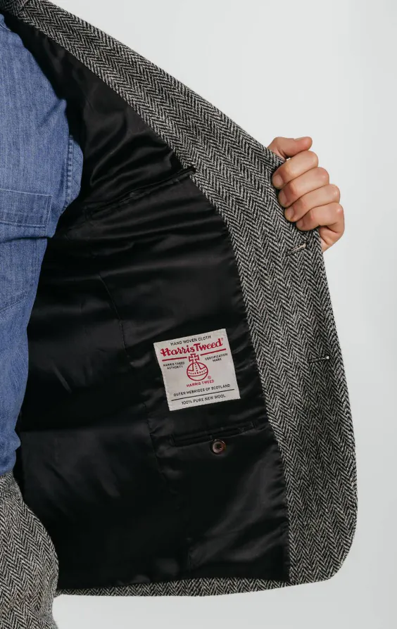 Harris Tweed grijs kostuum met visgraat patroon - photo 5