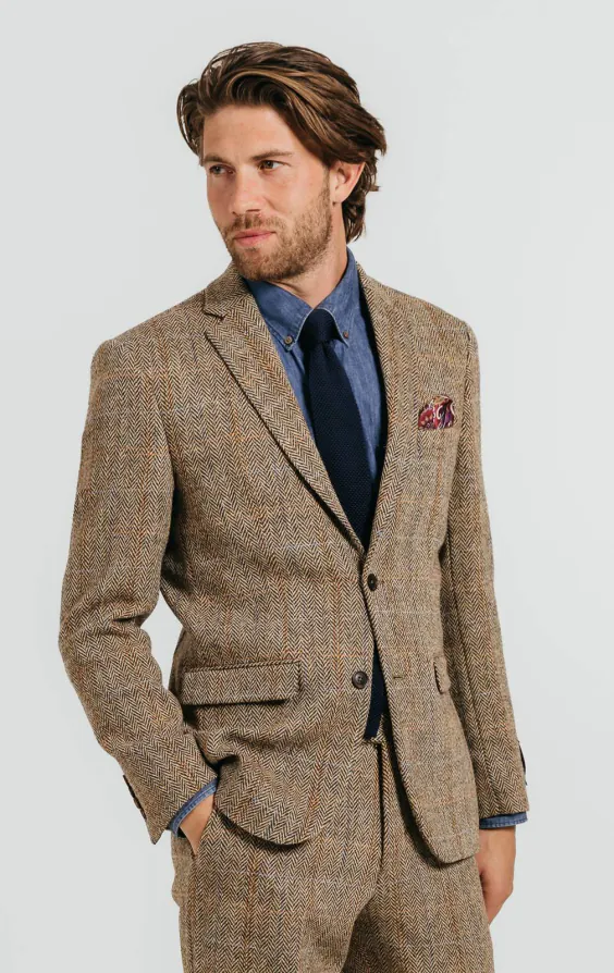 Harris Tweed bruin geruit tweed colbert Harris Tweed bruin geruit tweed colbert