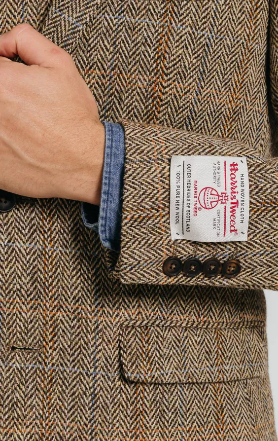 Harris Tweed bruin geruit tweed colbert - photo 2 Harris Tweed bruin geruit tweed colbert - photo 2