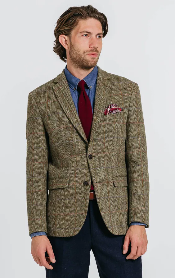 Harris Tweed groen geruit tweed colbert