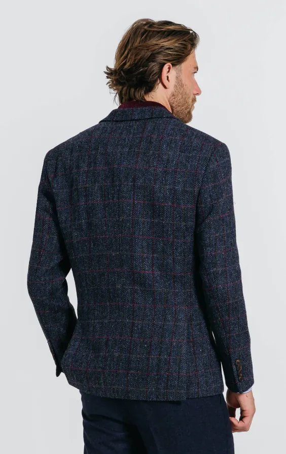 Harris Tweed donkerblauw geruit tweed colbert - photo 4 Harris Tweed donkerblauw geruit tweed colbert - photo 4