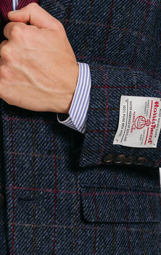 Harris Tweed donkerblauw geruit tweed colbert - photo 5 Harris Tweed donkerblauw geruit tweed colbert - photo 5
