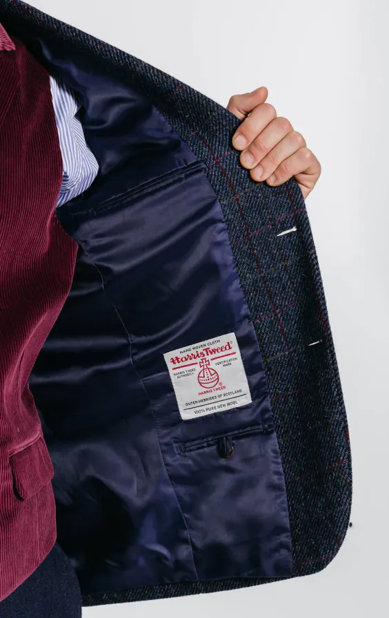 Harris Tweed donkerblauw geruit tweed colbert - photo 7 Harris Tweed donkerblauw geruit tweed colbert - photo 7