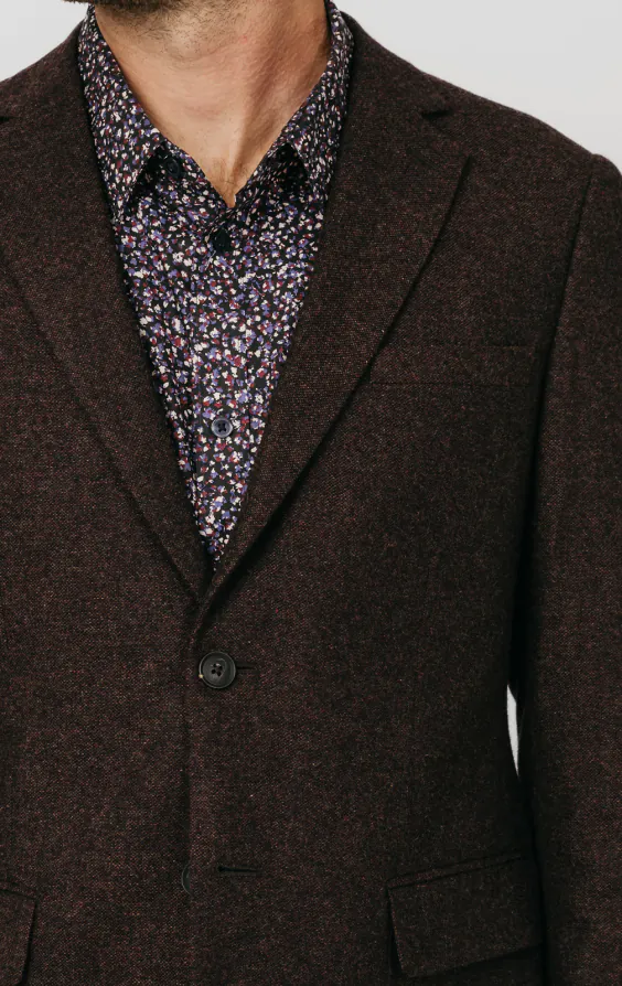 Bordeaux rood donegal tweed kostuum - photo 3 Bordeaux rood donegal tweed kostuum - photo 3