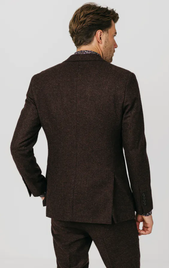 Bordeaux rood donegal tweed kostuum - photo 5 Bordeaux rood donegal tweed kostuum - photo 5