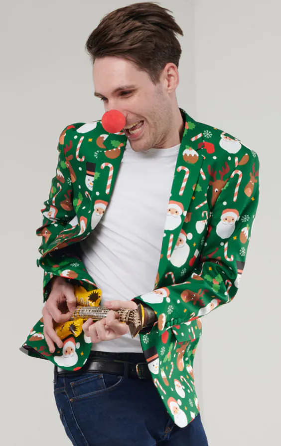 'Santa & Friends' groen kerst colbert