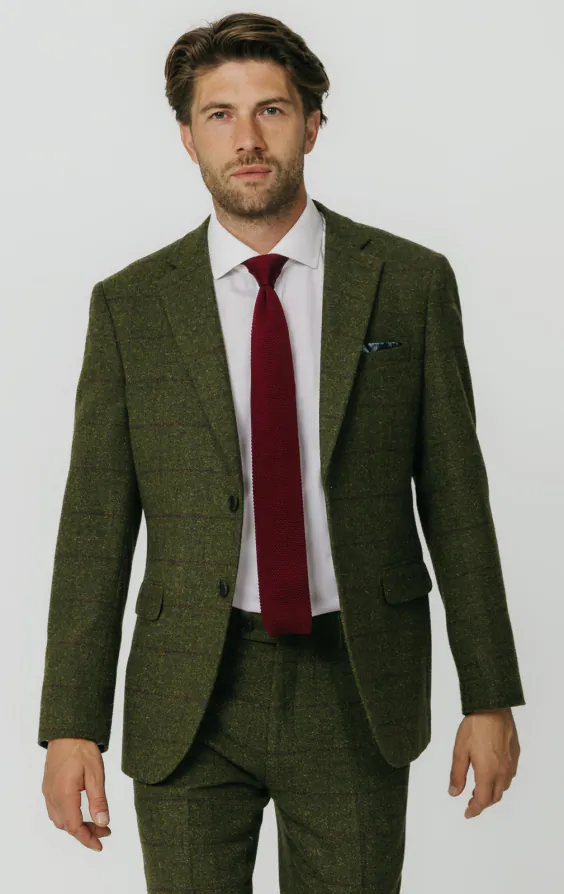 Groen groot geruit tweed colbert Groen groot geruit tweed colbert