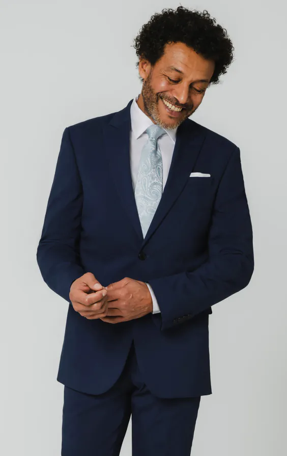 Blauw colbert met piek revers Blauw colbert met piek revers