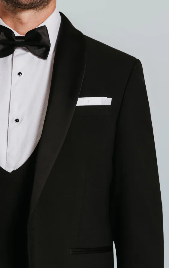 Zwart slim fit smoking met sjaal kraag - photo 4 Zwart slim fit smoking met sjaal kraag - photo 4