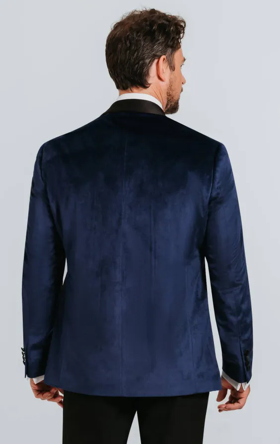 Marine blauw fluwelen smokingjas - photo 1 Marine blauw fluwelen smokingjas - photo 1