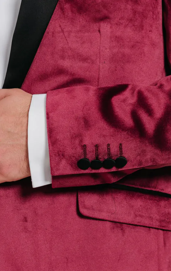 Bordeaux rood fluwelen smoking met zwart pantalon - photo 3 Bordeaux rood fluwelen smoking met zwart pantalon - photo 3