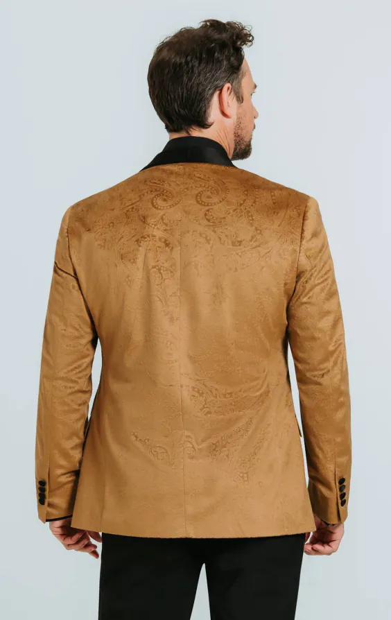Goudkleurig paisley fluweel smoking jas - photo 1 Goudkleurig paisley fluweel smoking jas - photo 1