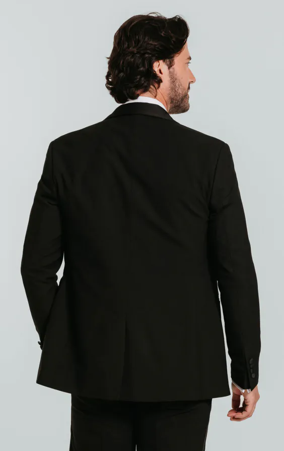 Zwart slim fit smokingjas met sjaal kraag - photo 1