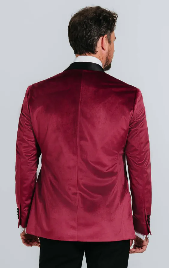 Bordeaux rood slim fit fluwelen smoking - photo 2 Bordeaux rood slim fit fluwelen smoking - photo 2