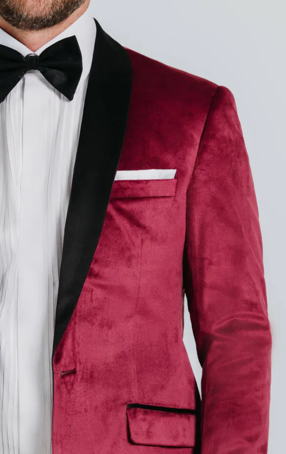 Bordeaux rood slim fit fluwelen smoking - photo 4 Bordeaux rood slim fit fluwelen smoking - photo 4