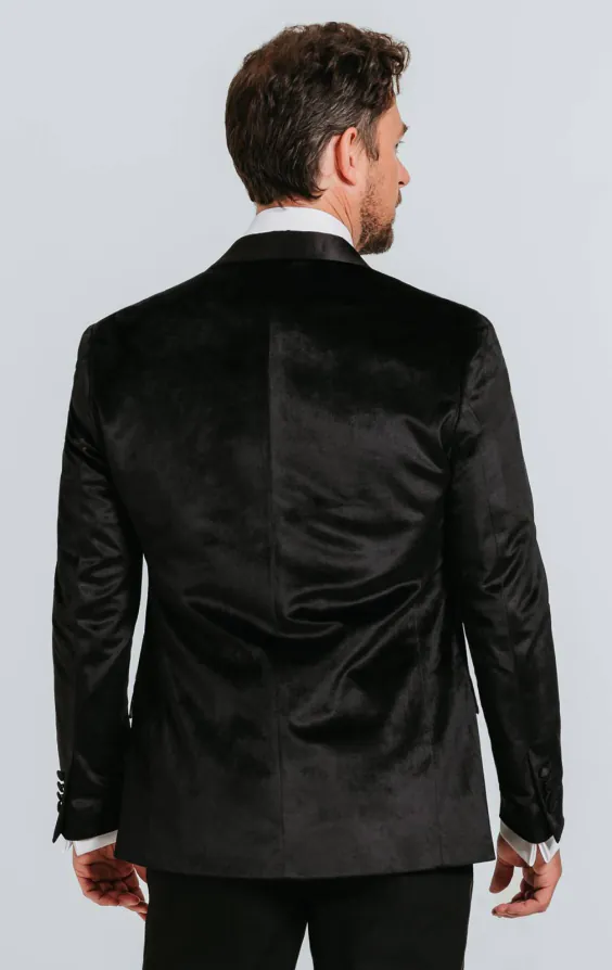 Zwart slim fit fluwelen smoking jas - photo 1 Zwart slim fit fluwelen smoking jas - photo 1
