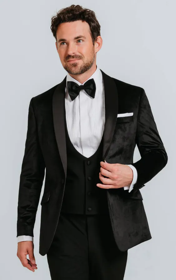 Zwart slim fit fluwelen smoking jas Zwart slim fit fluwelen smoking jas