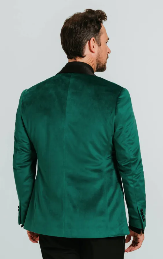 Donker groen slim fit fluwelen smoking jas - photo 1 Donker groen slim fit fluwelen smoking jas - photo 1