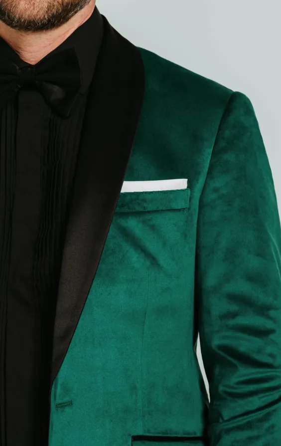 Donker groen slim fit fluwelen smoking jas - photo 3 Donker groen slim fit fluwelen smoking jas - photo 3