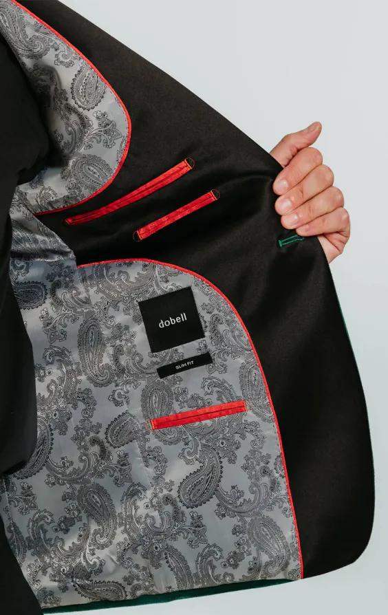 Donker groen slim fit fluwelen smoking jas - photo 4 Donker groen slim fit fluwelen smoking jas - photo 4