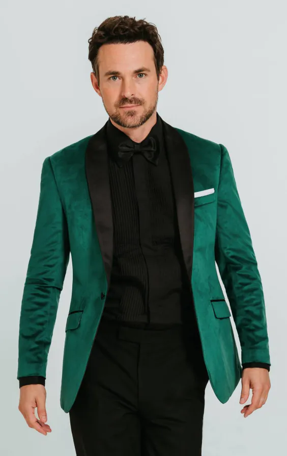Donker groen slim fit fluwelen smoking jas Donker groen slim fit fluwelen smoking jas