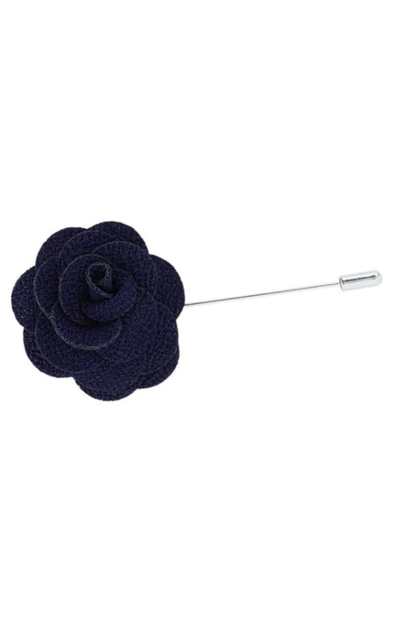 Donker blauwe bloem kraag speld
