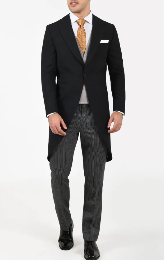 Zwart wollen visgraat jacquet met gestreepte pantalon - photo 2 Zwart wollen visgraat jacquet met gestreepte pantalon - photo 2