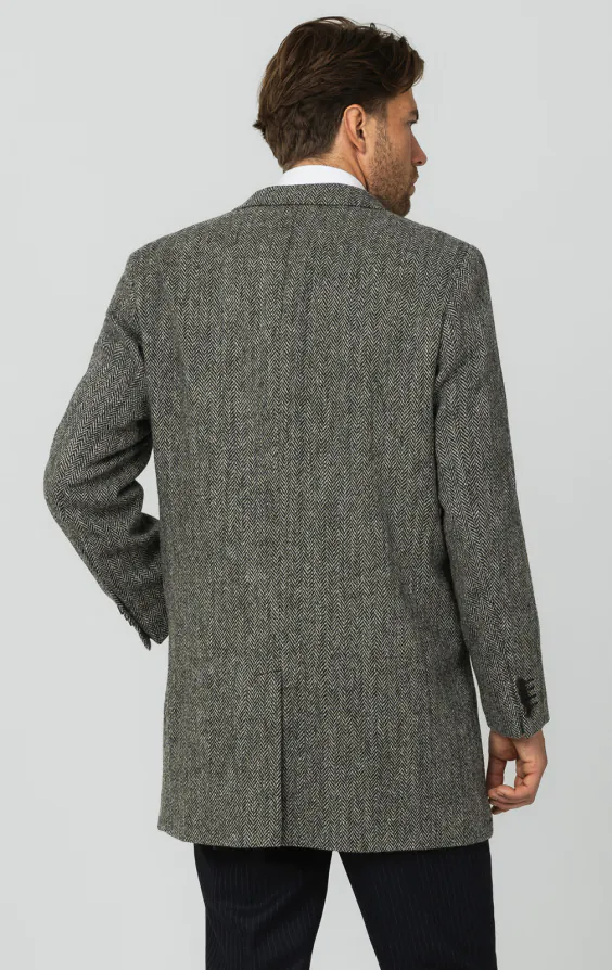 Harris Tweed grijze overjas met visgraat patroon - photo 6