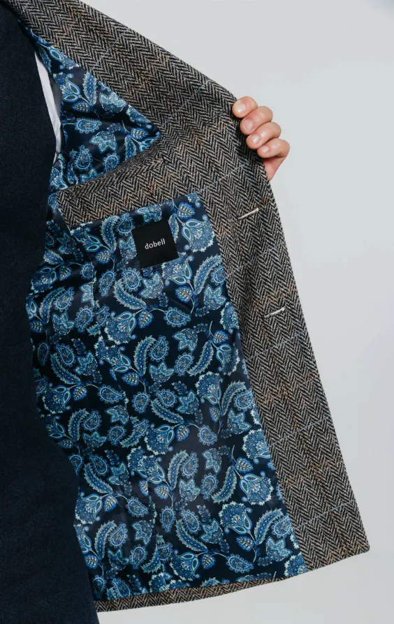 Grijs en blauw geruite tweed wolmix overjas met fluwelen afwerking - photo 6 Grijs en blauw geruite tweed wolmix overjas met fluwelen afwerking - photo 6