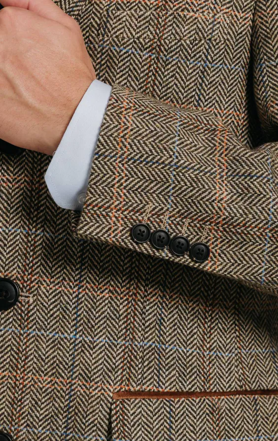 Bruin en blauw geruite tweed wolmix overjas met fluwelen afwerking - photo 4 Bruin en blauw geruite tweed wolmix overjas met fluwelen afwerking - photo 4
