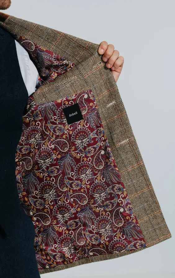 Bruin en blauw geruite tweed wolmix overjas met fluwelen afwerking - photo 6 Bruin en blauw geruite tweed wolmix overjas met fluwelen afwerking - photo 6