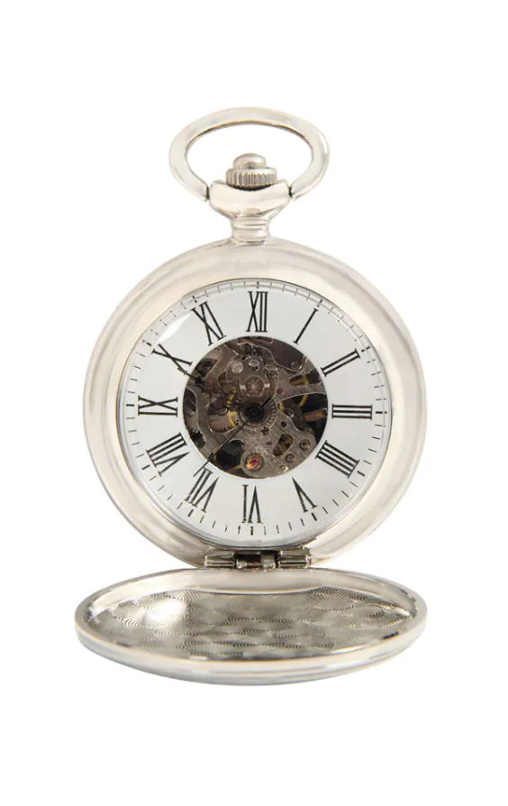 Zilver kleurig skeleton zakhorloge