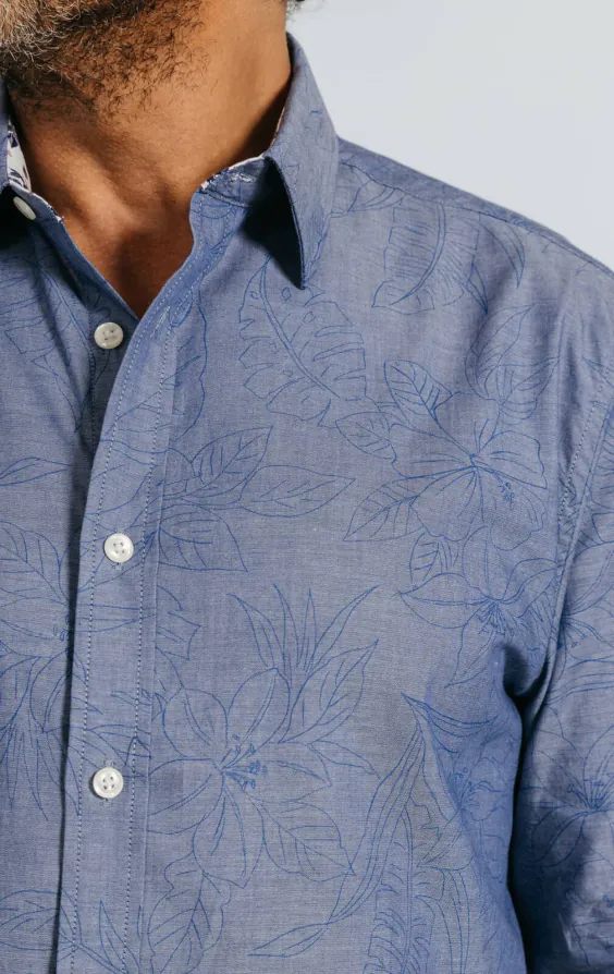 Blauw overhemd met bloemenprint - photo 2