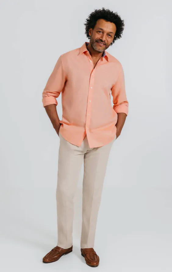 Oranje linnen overhemd - photo 3