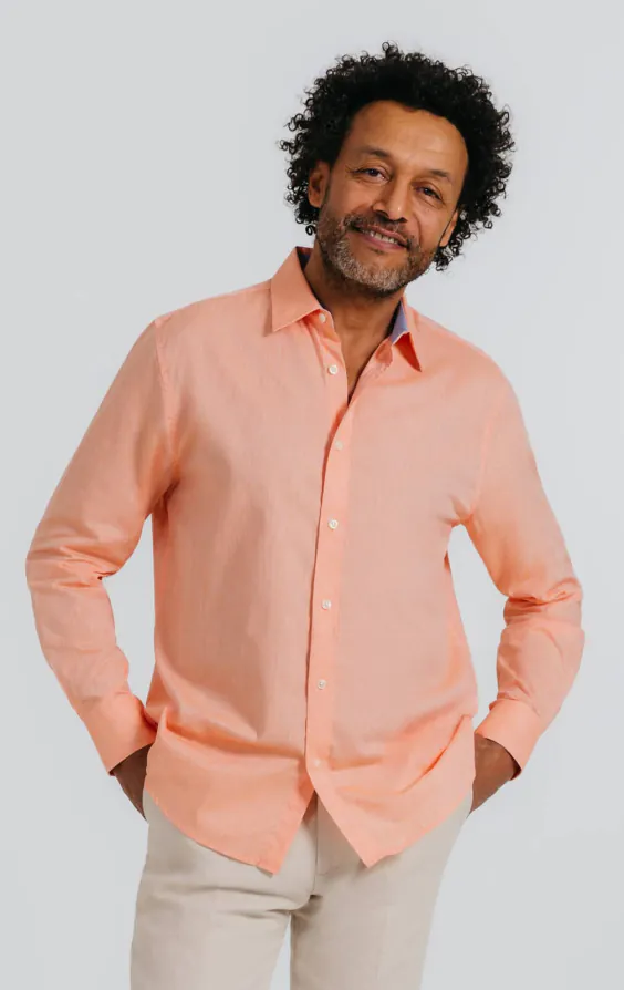 Oranje linnen overhemd