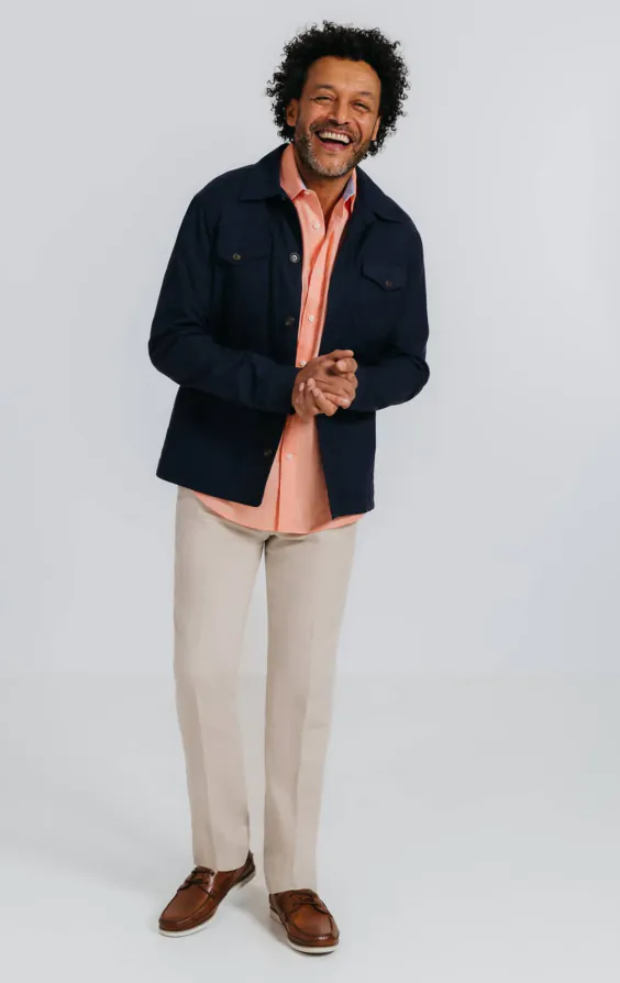 Oranje linnen overhemd met korte mouwen - photo 1