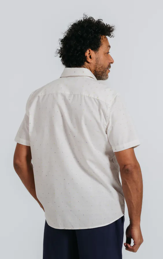 Wit shirt met korte mouwen en gekleurd vlechtwerk - photo 3