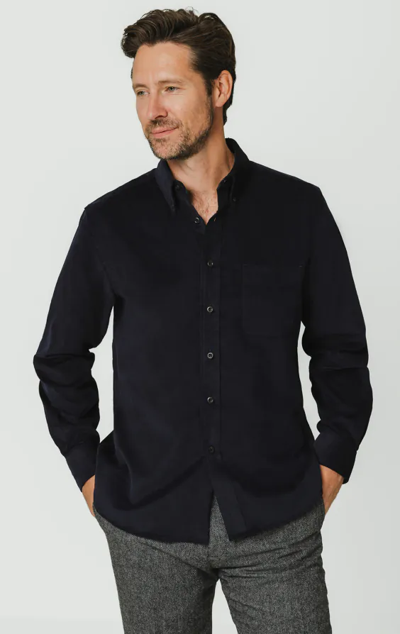 Marineblauw corduroy overhemd Marineblauw corduroy overhemd