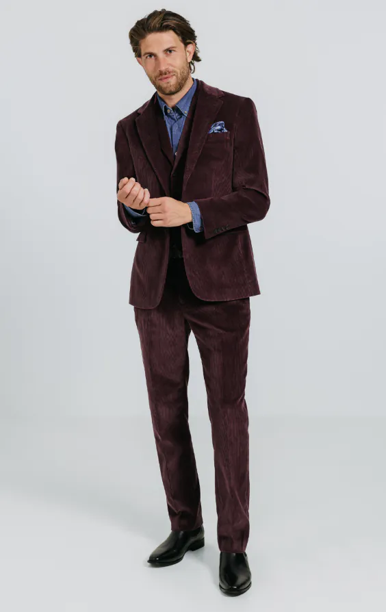 Bordeaux rood corduroy 3-delig pak - photo 1