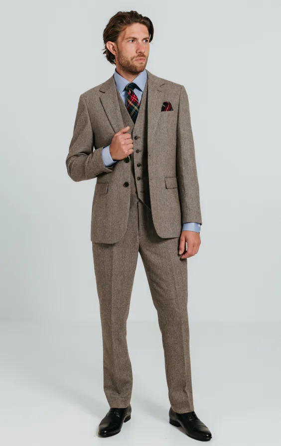 Bruin visgraat tweed 3 delig pak - photo 1 Bruin visgraat tweed 3 delig pak - photo 1