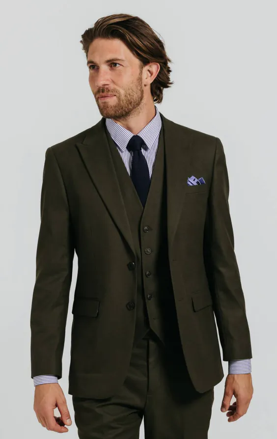 Donker groen twill 3-delig pak