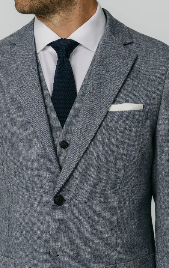 Blauw Donegal tweed 3 delig kostuum - photo 3