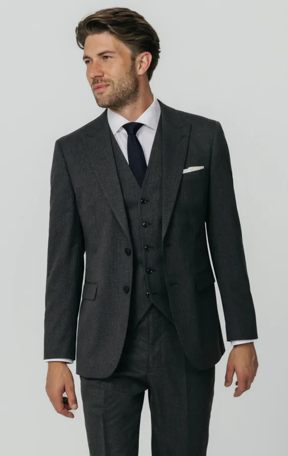 Charcoal Puppytooth geruit 3 delig kostuum