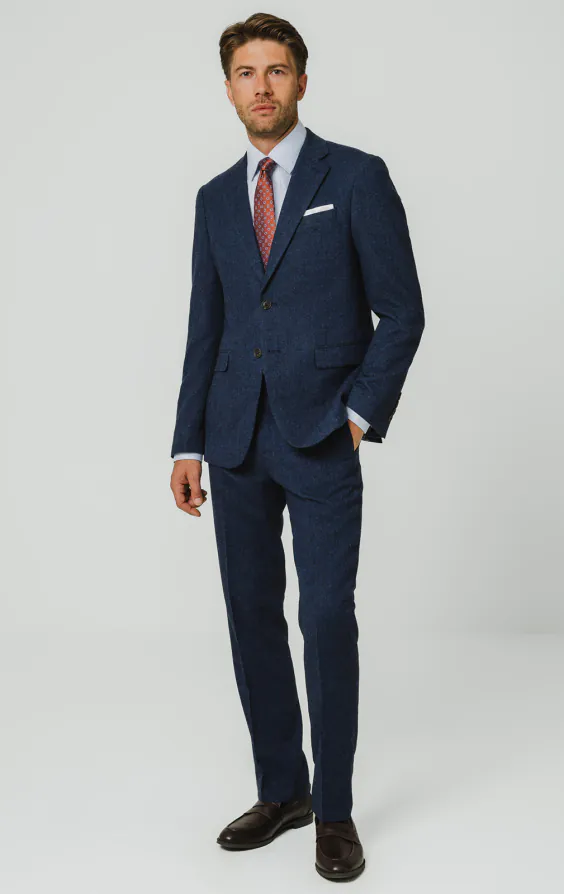 Blauw visgraat tweed 3 delig pak - photo 1