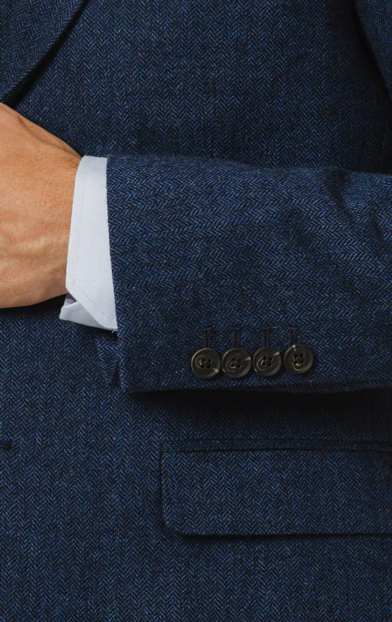 Blauw visgraat tweed 3 delig pak - photo 2