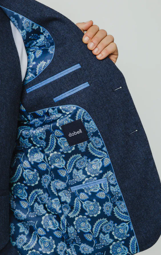Blauw visgraat tweed 3 delig pak - photo 4
