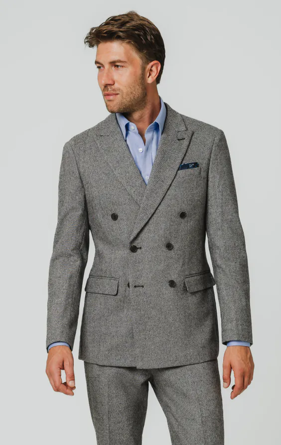 Grijs twill tweed pak