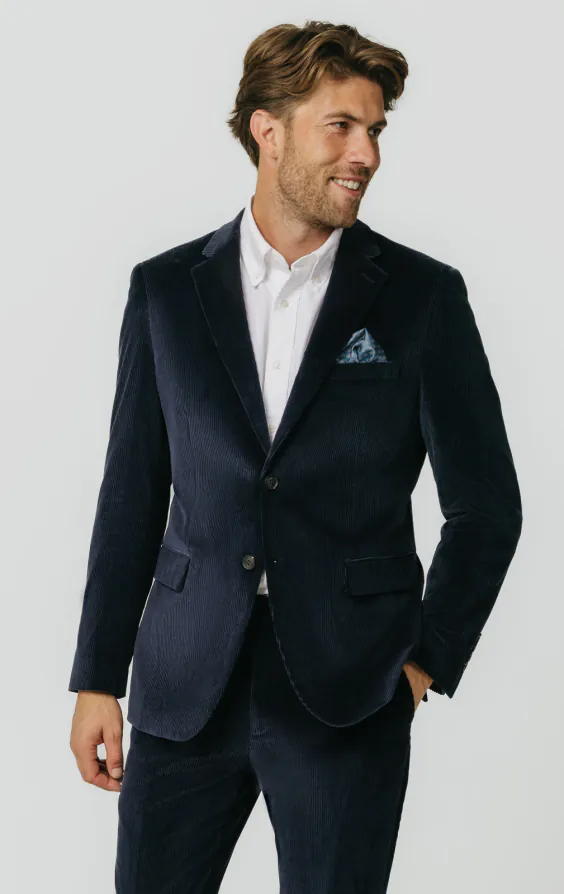 Marine blauw corduroy pak Marine blauw corduroy pak