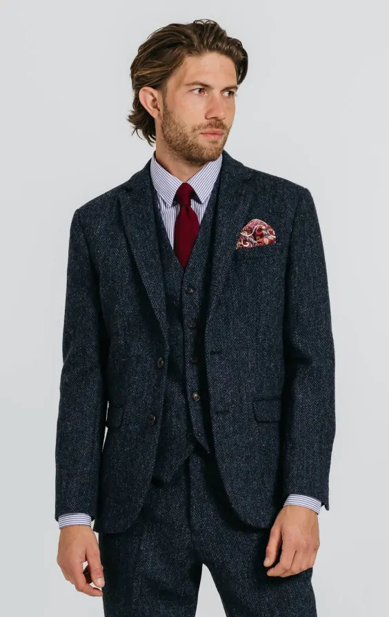 Drkobr Heren Kostuum Tweed Jasje Visgraat Vest en Khaki Broek voor Feest Banket Smoking Drkobr Heren Kostuum Tweed Jasje Visgraat Vest en Khaki Broek voor Feest Banket Smoking