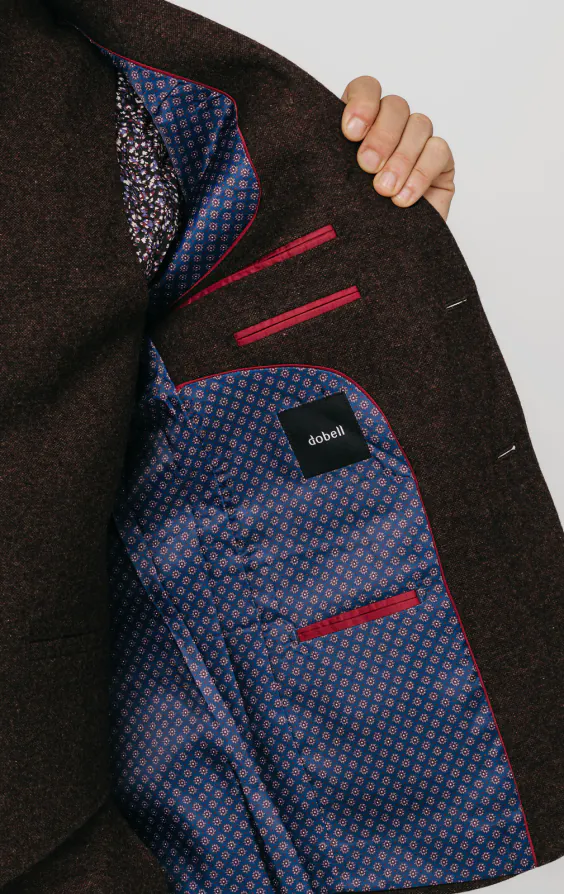 Bordeaux rood donegal tweed 3 delig kostuum - photo 4 Bordeaux rood donegal tweed 3 delig kostuum - photo 4